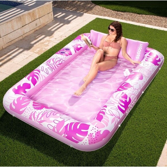 SLOOSH Inflatable Tanning Pool Lounger Float 85" x 57" Pool Floats New - Picture 2 of 6